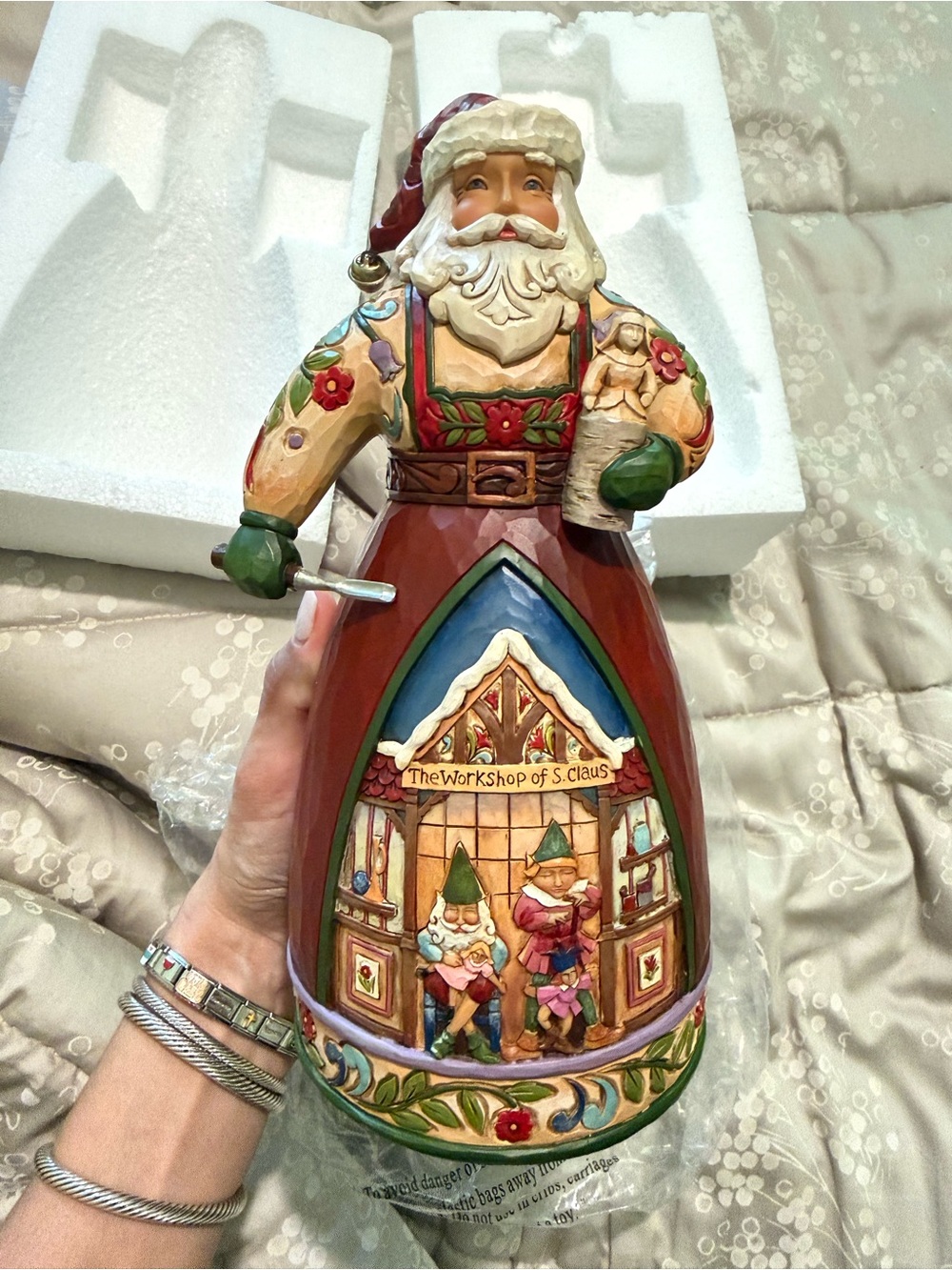 Jim Shore Santa Figurine in Red, Green & Blue